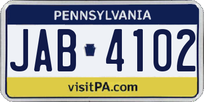 PA license plate JAB4102