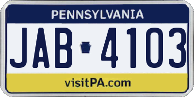 PA license plate JAB4103