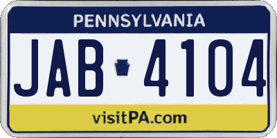 PA license plate JAB4104