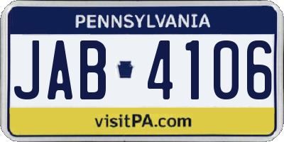 PA license plate JAB4106