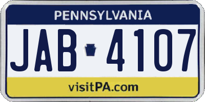 PA license plate JAB4107