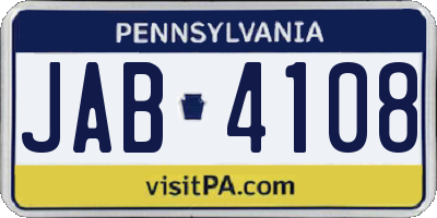 PA license plate JAB4108