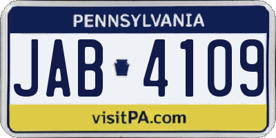 PA license plate JAB4109