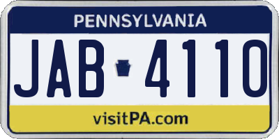 PA license plate JAB4110