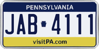 PA license plate JAB4111