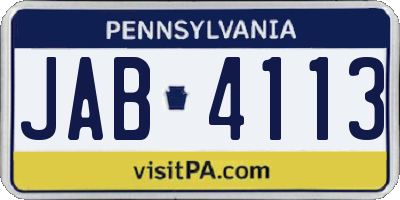 PA license plate JAB4113