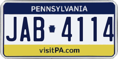 PA license plate JAB4114