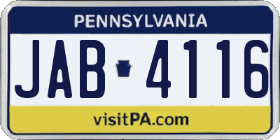 PA license plate JAB4116