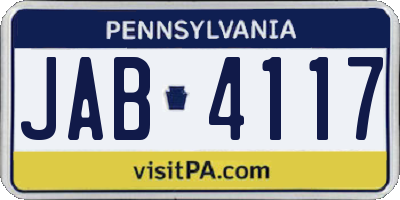 PA license plate JAB4117