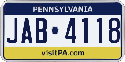 PA license plate JAB4118