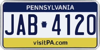 PA license plate JAB4120