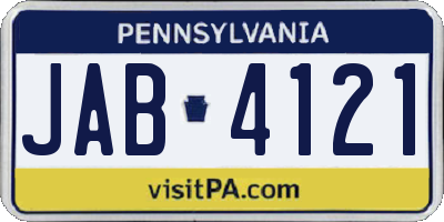 PA license plate JAB4121