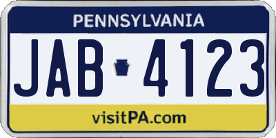 PA license plate JAB4123