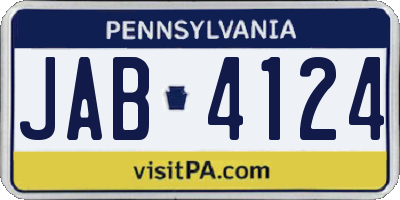 PA license plate JAB4124