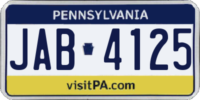 PA license plate JAB4125