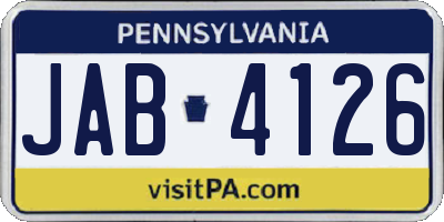 PA license plate JAB4126