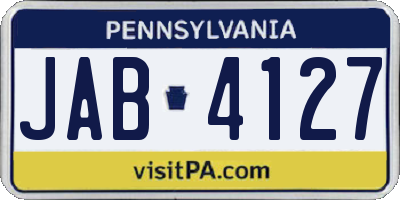 PA license plate JAB4127