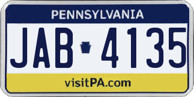 PA license plate JAB4135