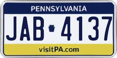 PA license plate JAB4137