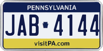 PA license plate JAB4144