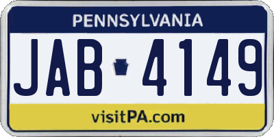 PA license plate JAB4149