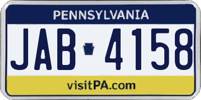 PA license plate JAB4158