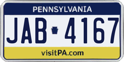 PA license plate JAB4167