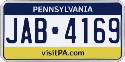 PA license plate JAB4169