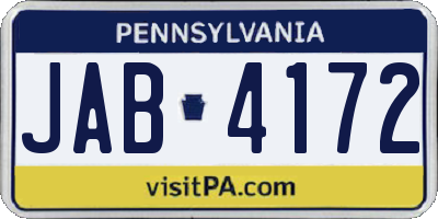 PA license plate JAB4172