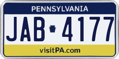 PA license plate JAB4177