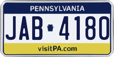 PA license plate JAB4180