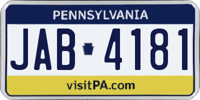 PA license plate JAB4181