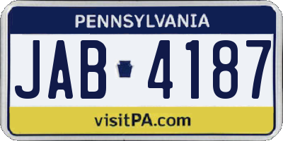 PA license plate JAB4187