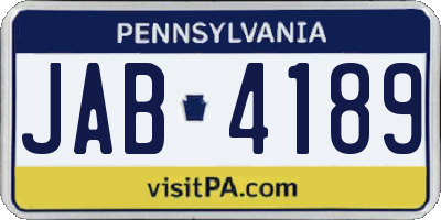 PA license plate JAB4189