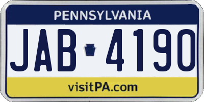 PA license plate JAB4190