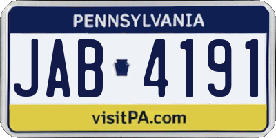 PA license plate JAB4191