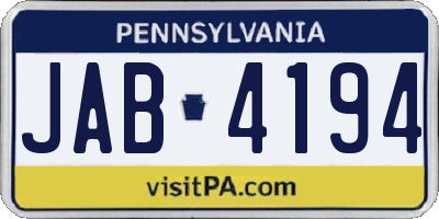 PA license plate JAB4194