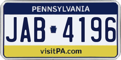 PA license plate JAB4196