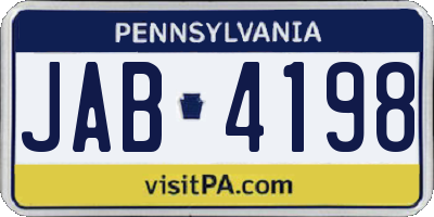 PA license plate JAB4198