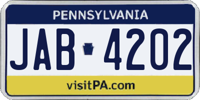 PA license plate JAB4202