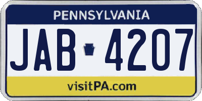 PA license plate JAB4207