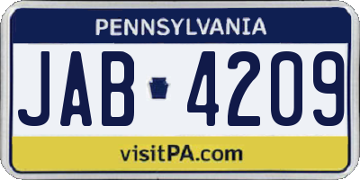 PA license plate JAB4209