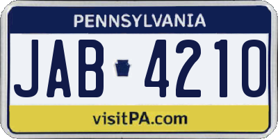 PA license plate JAB4210