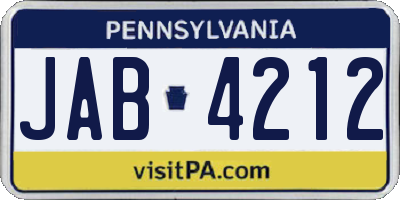 PA license plate JAB4212