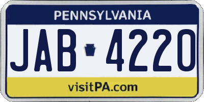 PA license plate JAB4220