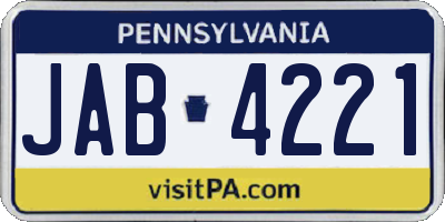 PA license plate JAB4221