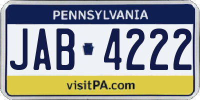 PA license plate JAB4222