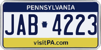 PA license plate JAB4223