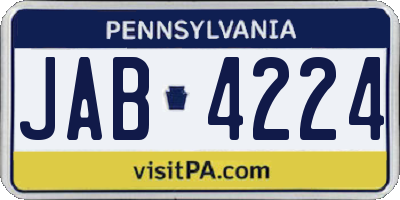 PA license plate JAB4224