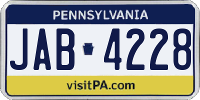 PA license plate JAB4228